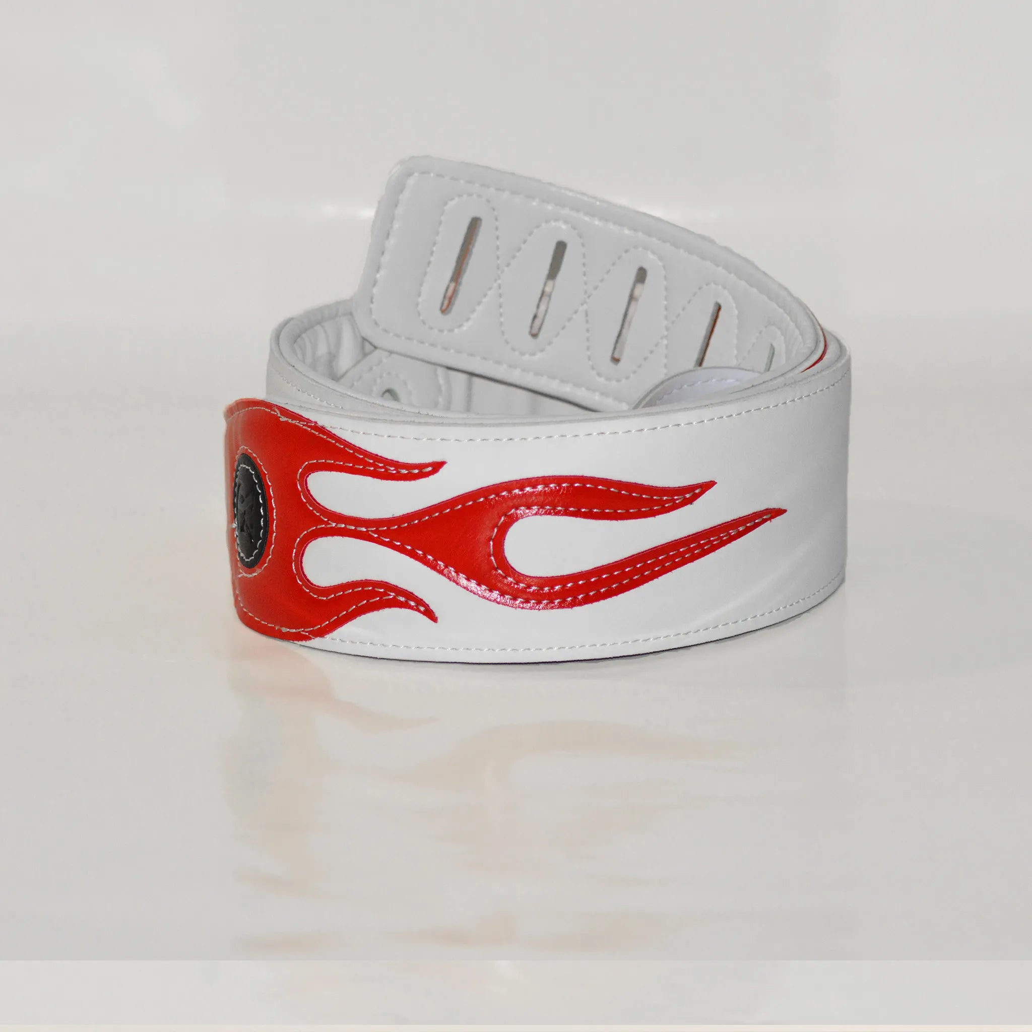 Guitar Strap – “Flamethrower” (White) | Get Ready & Play